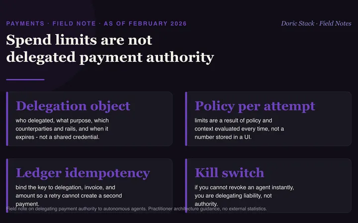Spend limits are not delegated payment authority visual preview
