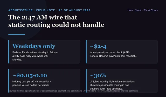 Static payment routing could not handle the 2:47 AM wire